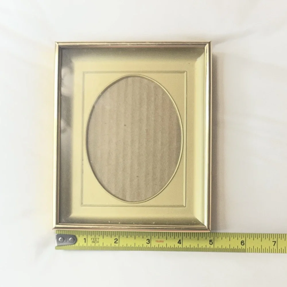 Set of 2 Gold Metal Ornate Floral Photo Frames , Stand